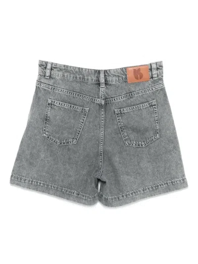 Ba&sh Gilou Pleated Denim Shorts In Gray