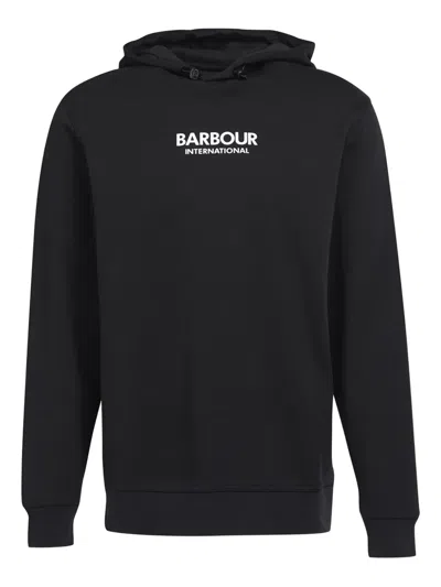 Barbour Logo-embroidered Hoodie In Black