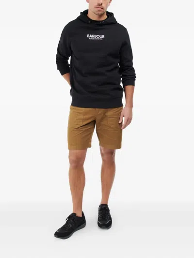 Barbour Logo-embroidered Hoodie In Black