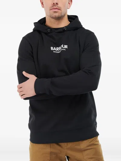 Barbour Logo-embroidered Hoodie In Black