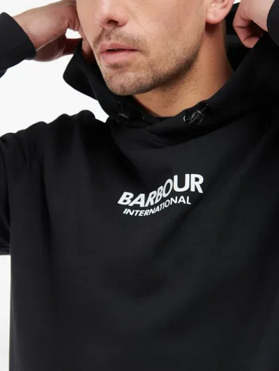 Barbour Logo-embroidered Hoodie In Black