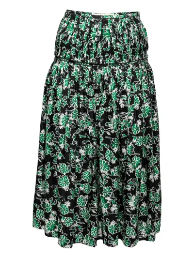 Pre-owned Marni Floral Pleated Midi Skirt