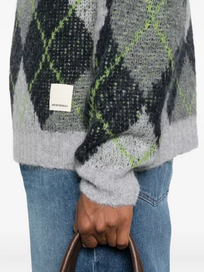 Emporio Armani Argyle-check Jumper In Multi