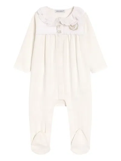 Dolce & Gabbana Ruffled-collar Babygrow (set Of Three) In White