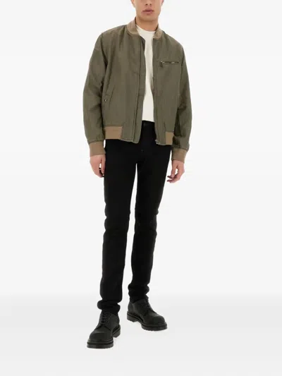 Belstaff Bomber Jacket With Ribbed Cuffs And Hem In Green