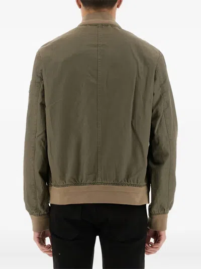 Belstaff Bomber Jacket With Ribbed Cuffs And Hem In Green