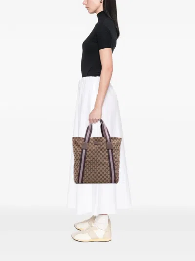 Pre-owned Gucci 2016-2025 Gg Canvas Web Tote Bag
