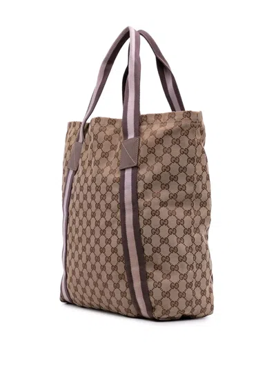 Pre-owned Gucci 2016-2025 Gg Canvas Web Tote Bag