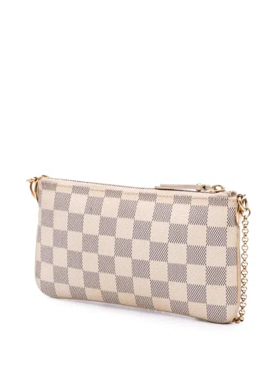Pre-owned Louis Vuitton 2010 Damier Azur Trunks Labels Pochette Milla Mm Handbag