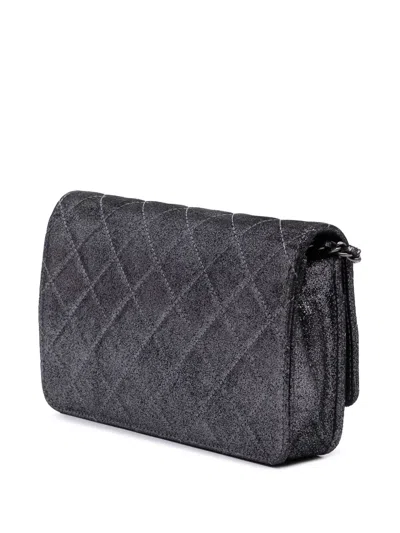 Pre-owned Chanel 2013-2014 Quilted Iridescent Lambskin Tartan Button Wallet On Chain Crossbody Bag