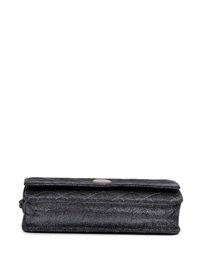 Pre-owned Chanel 2013-2014 Quilted Iridescent Lambskin Tartan Button Wallet On Chain Crossbody Bag