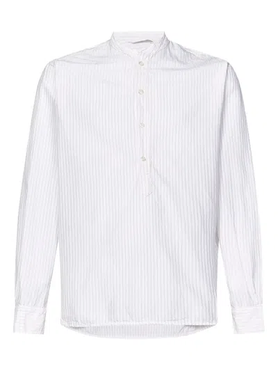 East Harbour Surplus White Cotton Shirt With Mandarin Collar In White