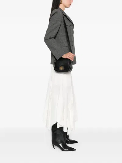 Chloé Grained Leather Shoulder Bag With Prominent Logo Detail In Black