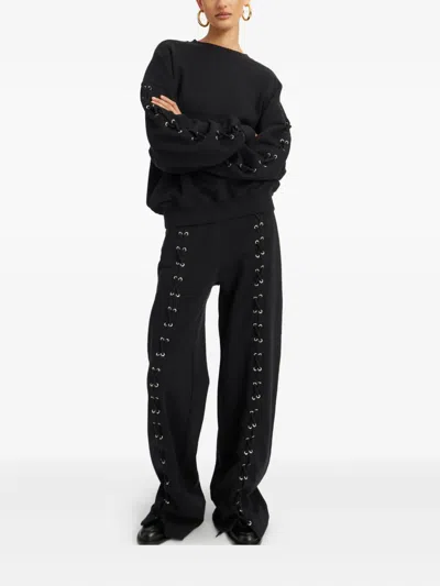 Rotate Birger Christensen Lace-up Detail Track Pants In Black