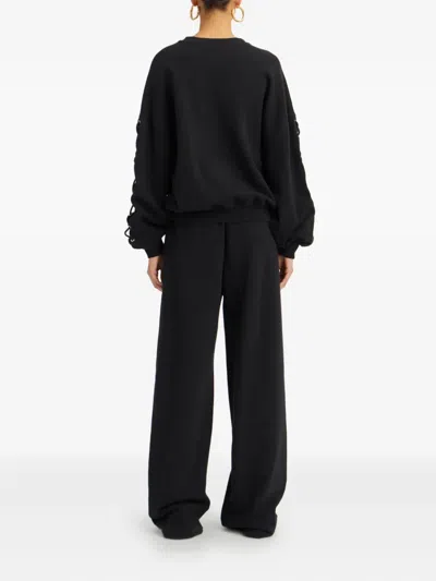 Rotate Birger Christensen Lace-up Detail Track Pants In Black