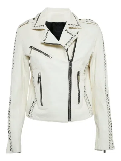 Pre-owned Nour Hammour Lace-up Leather Jacket