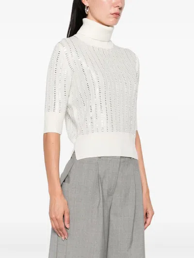 Ermanno Scervino Embellished Turtleneck Top In White