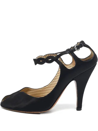 Pre-owned Moschino 100mm Satin Peep-toe Sandals