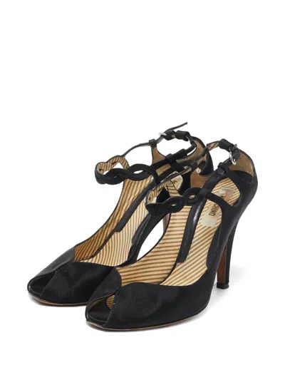 Pre-owned Moschino 100mm Satin Peep-toe Sandals
