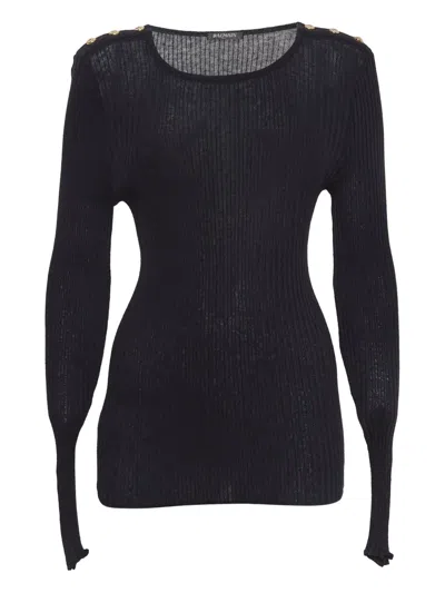 Pre-owned Balmain Ribbed Button-detail Sweater
