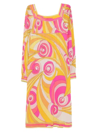 Pre-owned Pucci 1960s Swirl-print Silk Dress