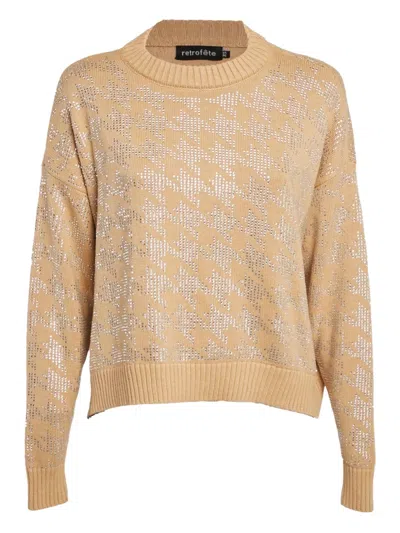 Pre-owned Retroféte Crystal-embellished Houndstooth Sweater