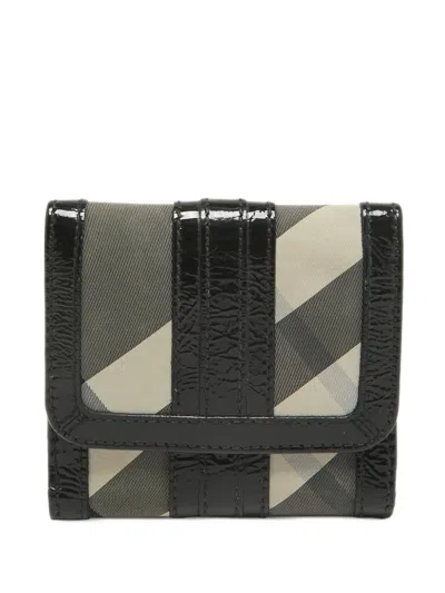 Pre-owned Burberry Patent Leather Check Wallet