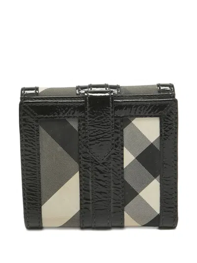 Pre-owned Burberry Patent Leather Check Wallet