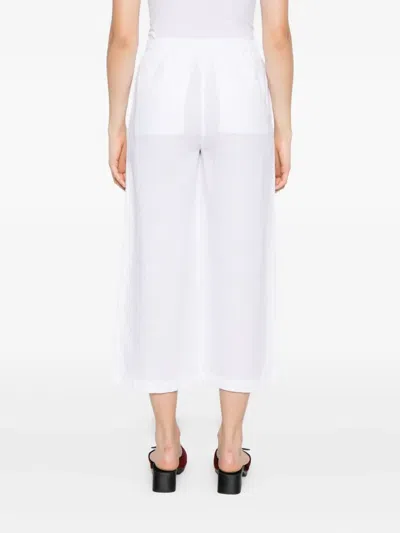 120% Lino Drawstring Linen Trousers In White