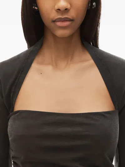 Alexander Wang Ruched Top In Sueded Jersey In Green
