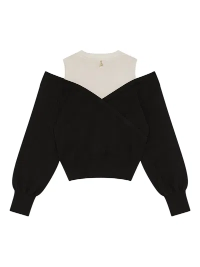 Patrizia Pepe Girl Off-shoulder Layered Sweatshirt