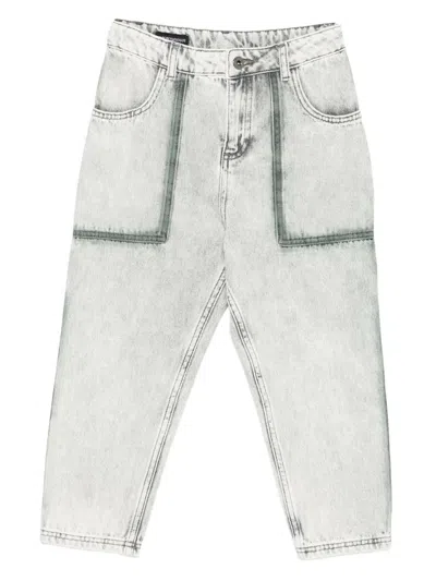 Emporio Armani Eagle Logo-plaque Jeans In Gray