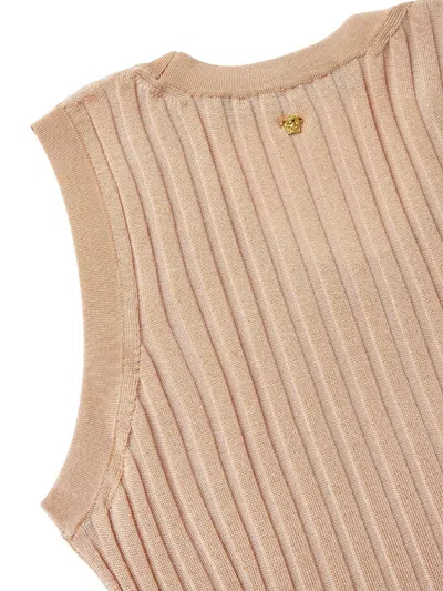Versace Ribbed Sleeveless Top In Neutral