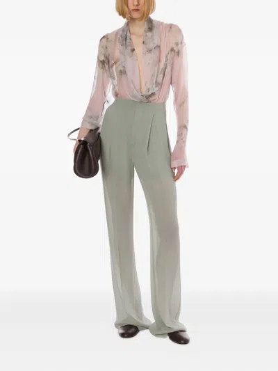 Alberta Ferretti Pleated High-waisted Trousers In Gray