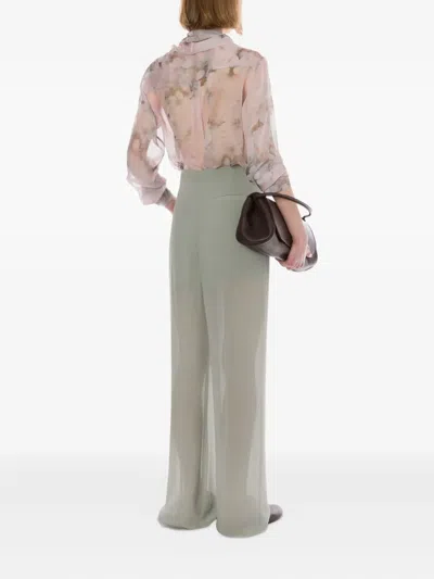 Alberta Ferretti Pleated High-waisted Trousers In Gray