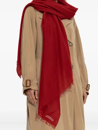 Isabel Marant Fringed Cashmere Scarf In Red