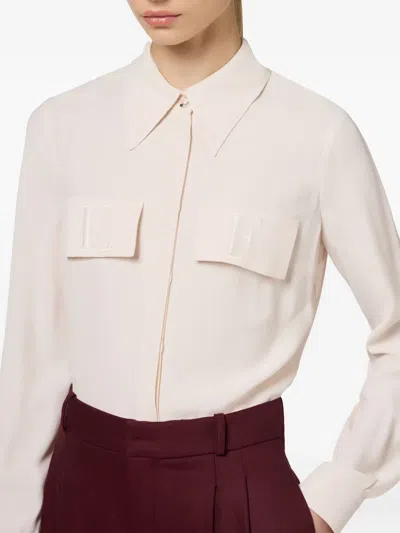 Elisabetta Franchi White Viscose Shirt With Classic Collar In Pink