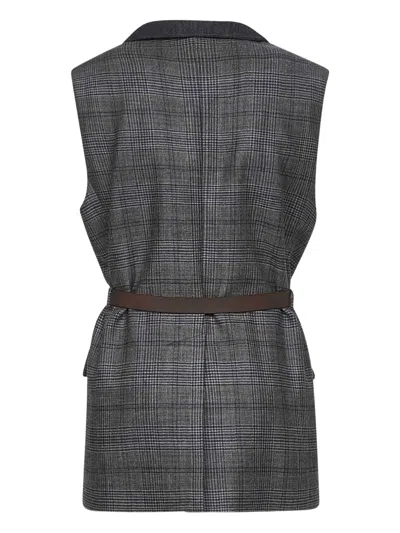 Brunello Cucinelli Check-pattern Belted Waistcoat