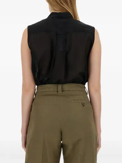 Aspesi Sleeveless Silk Blend Shirt In Black