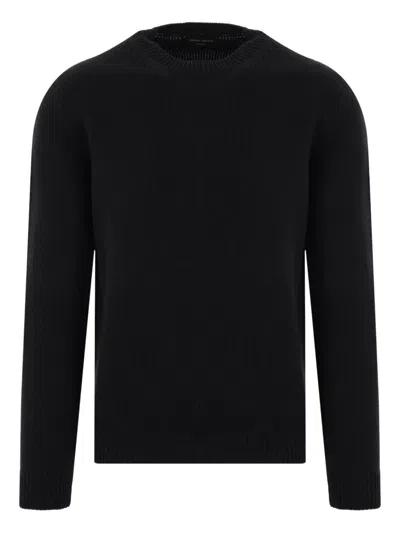 Roberto Collina Man Sweater Midnight Blue Size 40 Merino Wool In Black