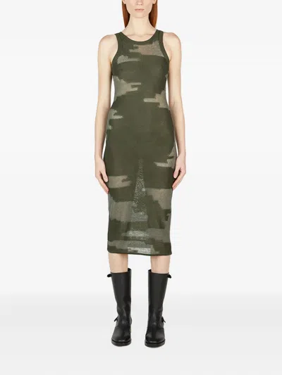 Durazzi Milano Knitted Intarsia Midi Dress In Green