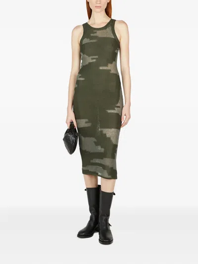 Durazzi Milano Knitted Intarsia Midi Dress In Green