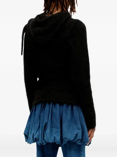 Aaron Esh Mohair Tied Hooded Sweater In Black