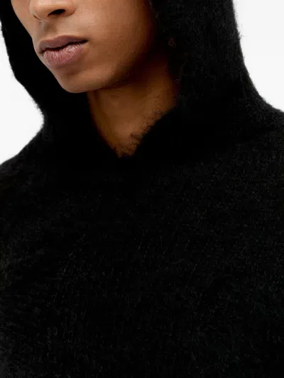 Aaron Esh Mohair Tied Hooded Sweater In Black