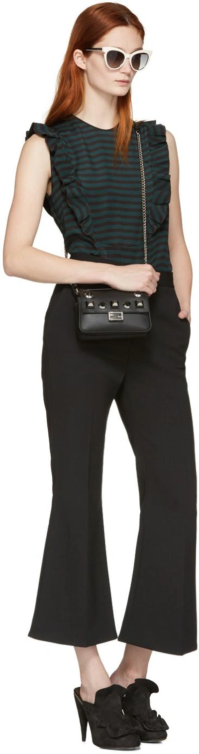 Shop Fendi Black Studded Double Micro Baguette Bag