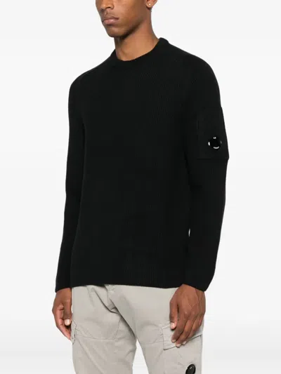 C.p. Company Logo Crewneck Sweater In Black