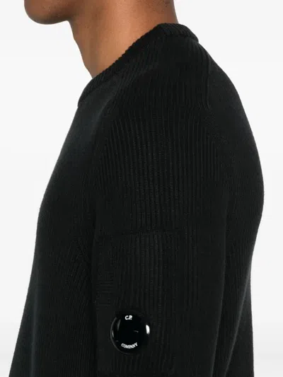 C.p. Company Logo Crewneck Sweater In Black