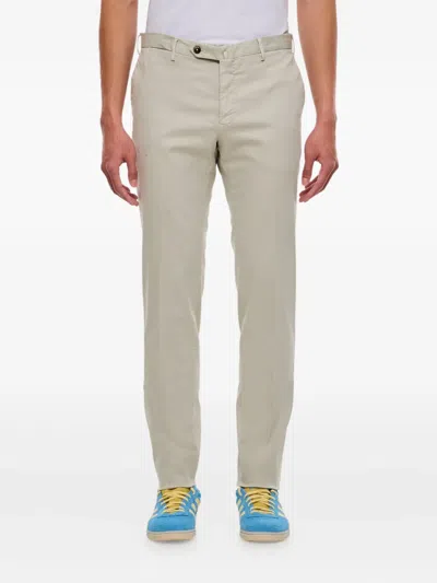 Pt Torino Flat-front Stretch-cotton Regular Trousers In Gray