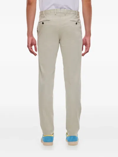 Pt Torino Flat-front Stretch-cotton Regular Trousers In Gray
