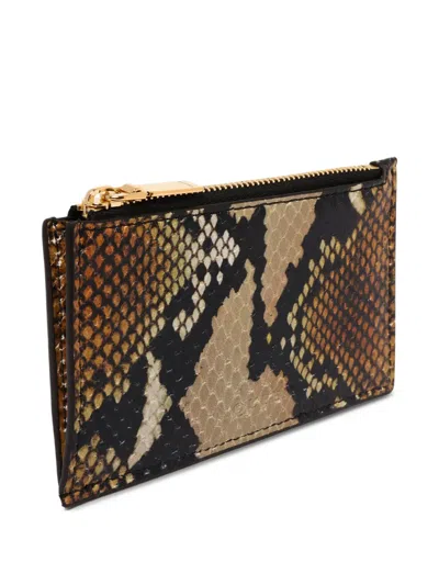 Alexander Mcqueen Snakeskin-pattern Zip Cardholder In Brown